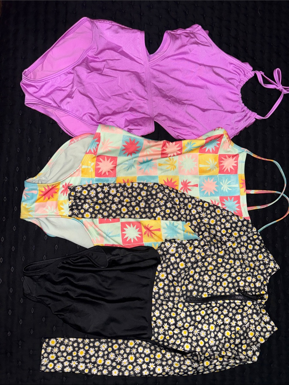 art class Girls' One-Piece Swimsuit Set in Pink, Black & Floral Prints